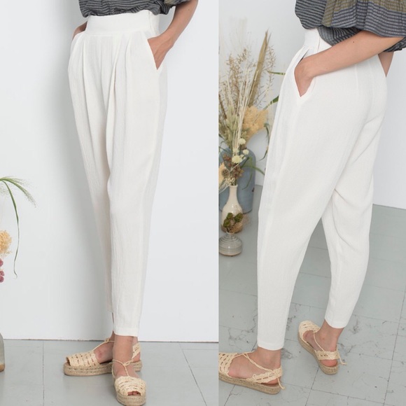 Anthropologie Pants - NWT Sita Murt White Embossed High Waisted Trousers